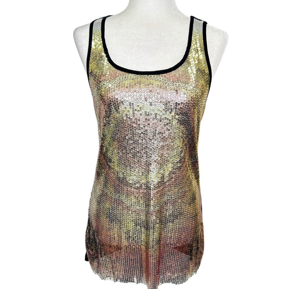 Romeo & Juliet Couture Multi Colored Sequined Front Mini Dress Tank Top Medium